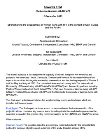 Strengthening the engagement of women living with HIV in the context of GC7 in Asia and the Pacific